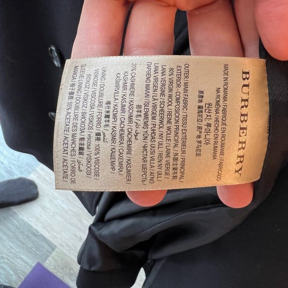 Burberry Wool Cashmere Trench Coat Black 50UK 50IT 40US - Picture 7 of 7